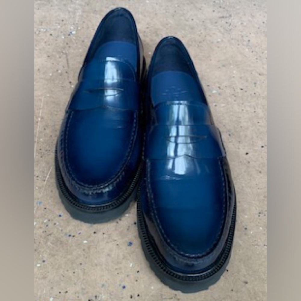 COLE HAAN Blue American Classic Penny Loafer Slip-Ons - Picture 11 of 13